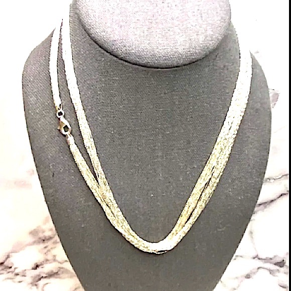 15 Strand 36” Modern Liquid Silver Necklace - Picture 7 of 10